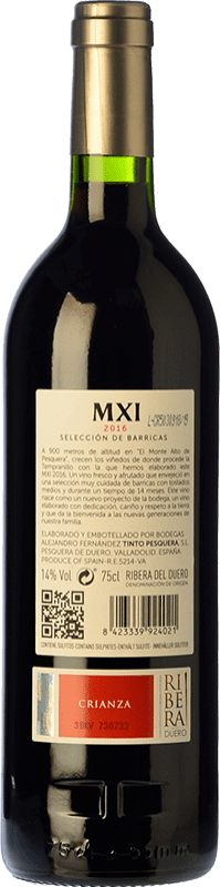 31,95 € Envío gratis | Vino tinto Pesquera MXI Crianza D.O. Ribera del Duero Castilla y León España Tempranillo Botella 75 cl