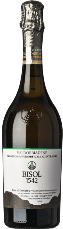 Envoi gratuit | Blanc mousseux Bisol Vigneti del Fol Extra -Sec D.O.C.G. Prosecco di Conegliano-Valdobbiadene Trévise Italie Glera 75 cl