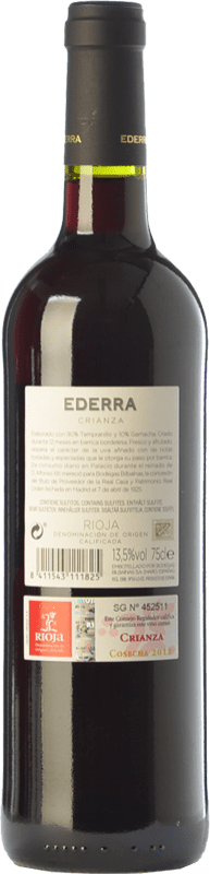 6,95 € Free Shipping | Red wine Bodegas Bilbaínas Ederra Crianza D.O.Ca. Rioja The Rioja Spain Tempranillo Bottle 75 cl