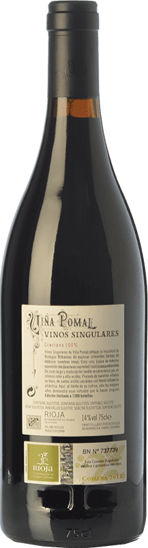 72,95 € Envío gratis | Vino tinto Bodegas Bilbaínas Viña Pomal Vinos Singulares Crianza D.O.Ca. Rioja La Rioja España Graciano Botella 75 cl
