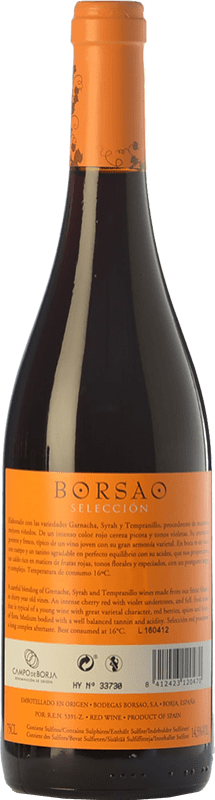 5,95 € | Red wine Borsao Selección Joven D.O. Campo de Borja Aragon Spain Tempranillo, Syrah, Grenache Bottle 75 cl