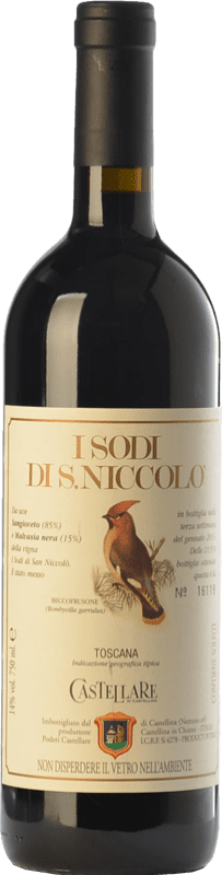 98,95 € Free Shipping | Red wine Castellare di Castellina I Sodi di S. Niccolò I.G.T. Toscana Tuscany Italy Sangiovese, Malvasia Black Bottle 75 cl