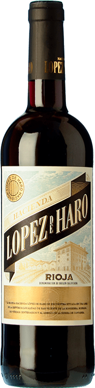 6,95 € | Vino tinto Hacienda López de Haro Crianza D.O.Ca. Rioja La Rioja España Tempranillo, Garnacha, Graciano 75 cl