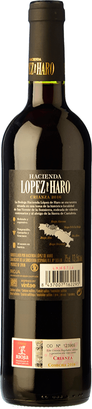 5,95 € Envío gratis | Vino tinto Classica Hacienda López de Haro Crianza D.O.Ca. Rioja La Rioja España Tempranillo, Garnacha, Graciano Botella 75 cl