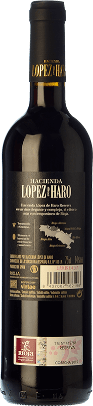10,95 € | Red wine Hacienda López de Haro Reserva D.O.Ca. Rioja The Rioja Spain Tempranillo, Graciano Bottle 75 cl