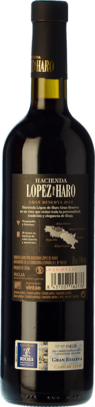 16,95 € Envío gratis | Vino tinto Classica Hacienda López de Haro Gran Reserva D.O.Ca. Rioja La Rioja España Tempranillo, Graciano Botella 75 cl