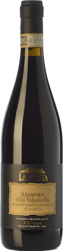 Бесплатная доставка | Красное вино Degani La Rosta D.O.C.G. Amarone della Valpolicella Венето Италия Corvina — Корвина, Rondinella — Рондинелла, Molinara — Молинара, Oseleta — Оселета 75 cl