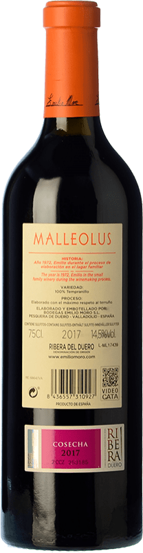 37,95 € Free Shipping | Red wine Emilio Moro Malleolus Crianza D.O. Ribera del Duero Castilla y León Spain Tempranillo Bottle 75 cl