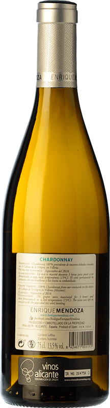 9,95 € Free Shipping | White wine Enrique Mendoza Joven D.O. Alicante Valencian Community Spain Chardonnay Bottle 75 cl