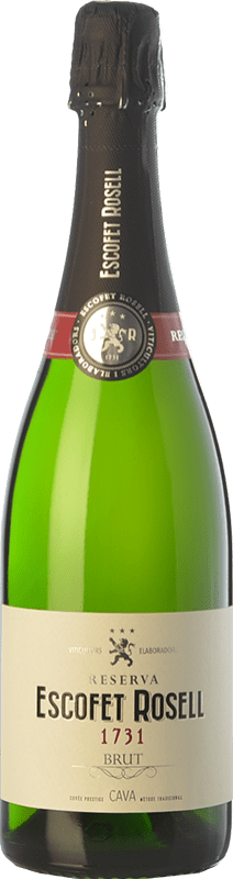 Бесплатная доставка | Белое игристое вино Escofet Rosell 1731 Brut — брют Резерва D.O. Cava Каталония Испания Pinot Noir — Пино Нуар, Macabeo — Макабео, Xarel·lo — Шарелло, Chardonnay — Шардоне, Parellada — Парельяда 75 cl
