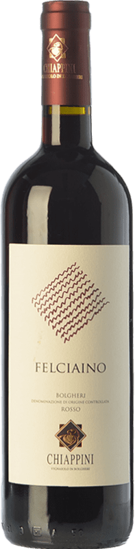 19,95 € Free Shipping | Red wine Chiappini Rosso Felciaino D.O.C. Bolgheri Tuscany Italy Merlot, Cabernet Sauvignon, Sangiovese Bottle 75 cl
