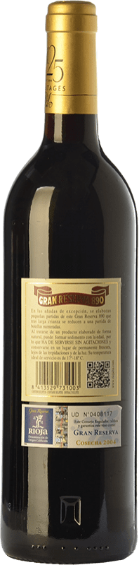 161,95 € Free Shipping | Red wine Rioja Alta 890 Gran Reserva 2004 D.O.Ca. Rioja The Rioja Spain Tempranillo, Graciano, Mazuelo Bottle 75 cl
