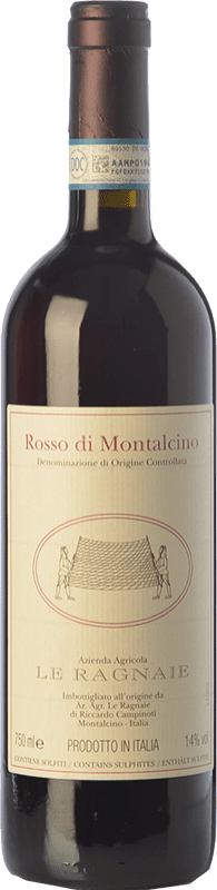 Free Shipping | Red wine Le Ragnaie D.O.C. Rosso di Montalcino Tuscany Italy Sangiovese Organic 75 cl