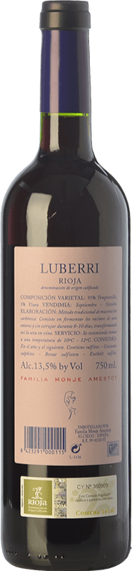 7,95 € Free Shipping | Red wine Luberri Maceración Carbónica Joven D.O.Ca. Rioja The Rioja Spain Tempranillo, Viura Bottle 75 cl