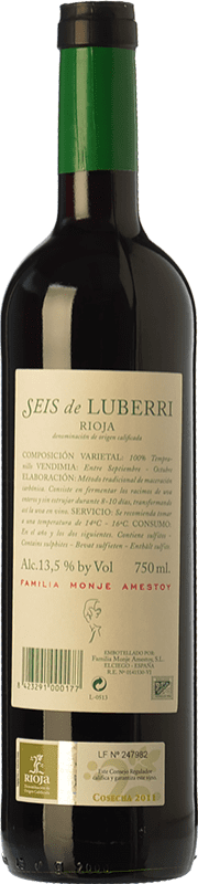 10,95 € | Red wine Luberri Seis Joven D.O.Ca. Rioja The Rioja Spain Tempranillo Bottle 75 cl