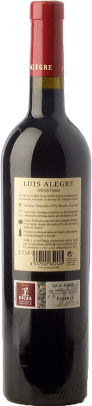 22,95 € | Красное вино Luis Alegre Selección Especial старения D.O.Ca. Rioja Ла-Риоха Испания Tempranillo, Graciano, Mazuelo 75 cl