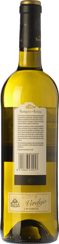 16,95 € Envío gratis | Vino blanco Marqués de Riscal Limousin Crianza D.O. Rueda Castilla y León España Verdejo Botella 75 cl