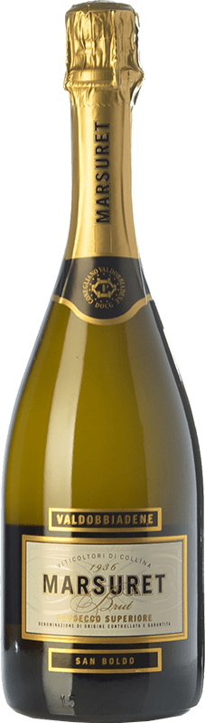 Free Shipping | White Sparkling Wine Marsuret Brut D.O.C. Prosecco Veneto Italy Glera 75 cl