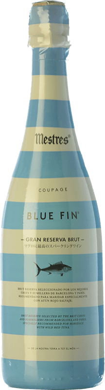 Envoi gratuit | Blanc mousseux Mestres Coupage Blue Fin Brut Grande Réserve D.O. Cava Catalogne Espagne Macabeo, Xarel·lo, Parellada 75 cl