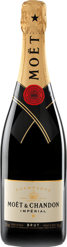 44,95 € | 白起泡酒 Moët & Chandon Brut — 起泡酒 干型 Impérial — 帝国 珍藏 A.O.C. Champagne 香槟酒 法国 Pinot Noir — 黑皮诺, Chardonnay — 莎当妮, Pinot Meunier — 黑皮诺·莫尼耶 75 cl