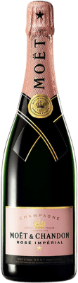53,95 € | Espumante rosé Moët & Chandon Rosé Impérial Reserva A.O.C. Champagne Champagne França Pinot Preto, Chardonnay, Pinot Meunier Garrafa 75 cl