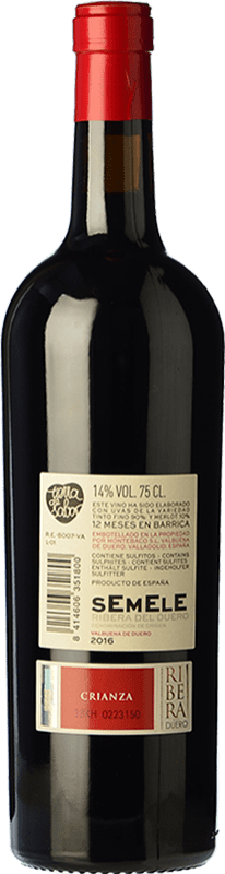 9,95 € Envío gratis | Vino tinto Montebaco Semele Crianza D.O. Ribera del Duero Castilla y León España Tempranillo, Merlot Botella 75 cl