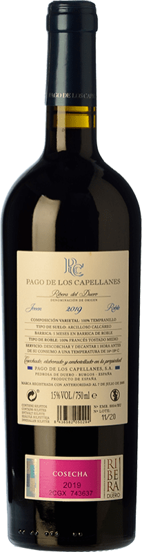 16,95 € Free Shipping | Red wine Pago de los Capellanes Roble D.O. Ribera del Duero Castilla y León Spain Tempranillo Bottle 75 cl