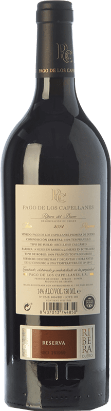 39,95 € Free Shipping | Red wine Pago de los Capellanes Reserva D.O. Ribera del Duero Castilla y León Spain Tempranillo, Cabernet Sauvignon Bottle 75 cl