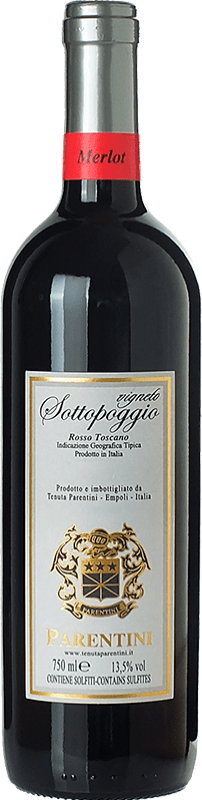 7,95 € | Red wine Parentini Sottopoggio I.G.T. Toscana Tuscany Italy Merlot Bottle 75 cl