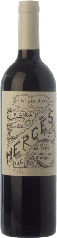 16,95 € | Red wine Petit Duran Mercès Criança Crianza D.O. Costers del Segre Catalonia Spain Merlot, Cabernet Sauvignon Bottle 75 cl