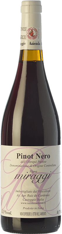 16,95 € | Red wine Ruiz de Cardenas Miraggi I.G.T. Provincia di Pavia Lombardia Italy Pinot Black Bottle 75 cl
