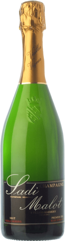 Free Shipping | White sparkling Sadi Malot Blanc de Blancs Premier Cru Reserve A.O.C. Champagne Champagne France Chardonnay 75 cl