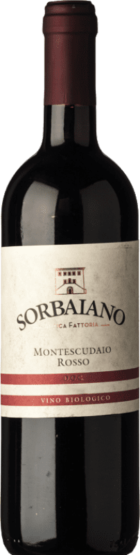 12,95 € | Red wine Sorbaiano Rosso D.O.C. Montescudaio Tuscany Italy Sangiovese, Montepulciano, Malvasia Black Bottle 75 cl