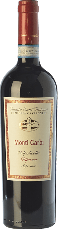 Бесплатная доставка | Красное вино Tenuta Sant'Antonio Monti Garbi D.O.C. Valpolicella Ripasso Венето Италия Corvina — Корвина, Rondinella — Рондинелла, Corvinone — Корвиноне, Oseleta — Оселета, Croatina — Кроатина 75 cl