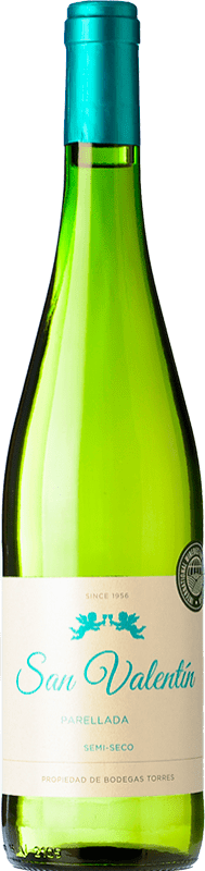5,95 € Free Shipping | White wine Torres San Valentín Semi Dry Joven D.O. Catalunya Catalonia Spain Parellada Bottle 75 cl