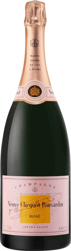 Free Shipping | Rosé Sparkling Wine Veuve Clicquot Brut Rosé A.O.C. Champagne Champagne France Pinot Noir, Chardonnay, Pinot Meunier Magnum Bottle 1,5 L