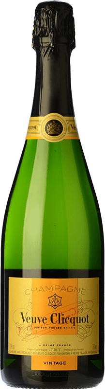 Free Shipping | White Sparkling Wine Veuve Clicquot Vintage Brut A.O.C. Champagne Champagne France Pinot Black, Chardonnay, Pinot Meunier 75 cl