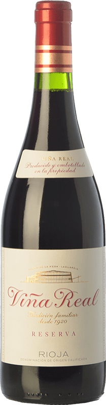 33,95 € | 红酒 Viña Real 预订 D.O.Ca. Rioja 拉里奥哈 西班牙 Tempranillo, Graciano, Mazuelo, Grenache Tintorera 瓶子 Magnum 1,5 L