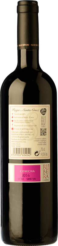 57,95 € Free Shipping | Red wine Viña Sastre Pago de Santa Cruz Crianza D.O. Ribera del Duero Castilla y León Spain Tempranillo Bottle 75 cl