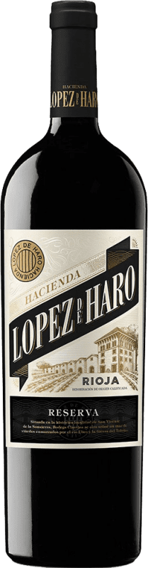 26,95 € | Red wine Hacienda López de Haro Reserve D.O.Ca. Rioja The Rioja Spain Tempranillo, Graciano Magnum Bottle 1,5 L