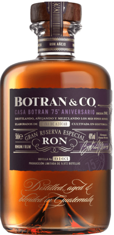 223,95 € 免费送货 | 朗姆酒 Licorera Quezalteca Botran & Co Especial 大储备 瓶子 Medium 50 cl