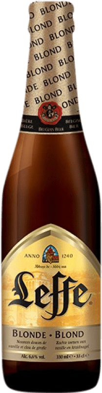 81,95 € Spedizione Gratuita | Scatola da 24 unità Birra Leffe Blonde — Bionda Bottiglietta Terzo 33 cl