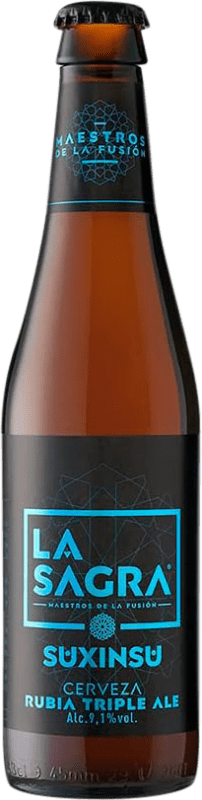 22,95 € | Коробка из 24 единиц Пиво La Sagra Suxinsu Ale, Rubia — Светлое, Triple Malt — Тройной солод Испания Бутылка на треть 33 cl