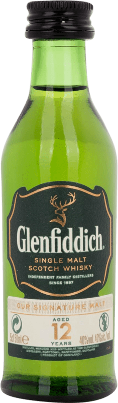 4,95 € Envoi gratuit | Single Malt Whisky Glenfiddich 12 Ans Bouteille Miniature 5 cl