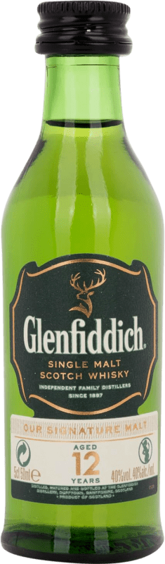 Envoi gratuit | Single Malt Whisky Glenfiddich Royaume-Uni 12 Ans Bouteille Miniature 5 cl