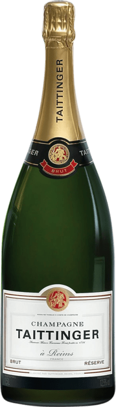 124,95 € Kostenloser Versand | Weißer Sekt Taittinger Brut Reserve A.O.C. Champagne Magnum-Flasche 1,5 L