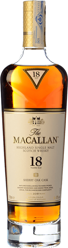 免费送货 | 威士忌单一麦芽威士忌 Macallan Sherry Oak 英国 18 岁 70 cl