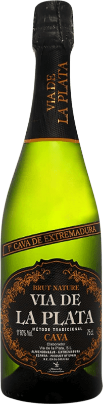 Free Shipping | White Sparkling Wine Vía de la Plata Brut Nature D.O. Cava Estremadura Spain Macabeo, Parellada 75 cl