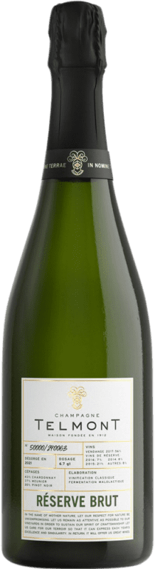 Бесплатная доставка | Белое игристое Telmont брют Резерв A.O.C. Champagne шампанское Франция Pinot Black, Chardonnay, Pinot Meunier 75 cl