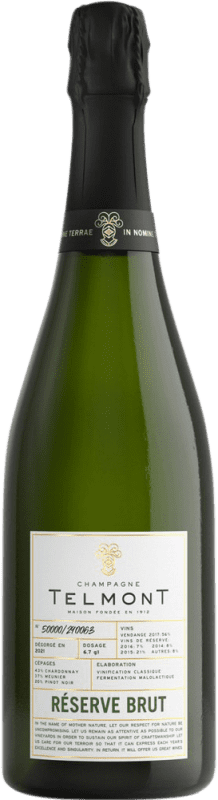 Envio grátis | Espumante branco Telmont Brut Reserva A.O.C. Champagne Champagne França Pinot Preto, Chardonnay, Pinot Meunier 75 cl